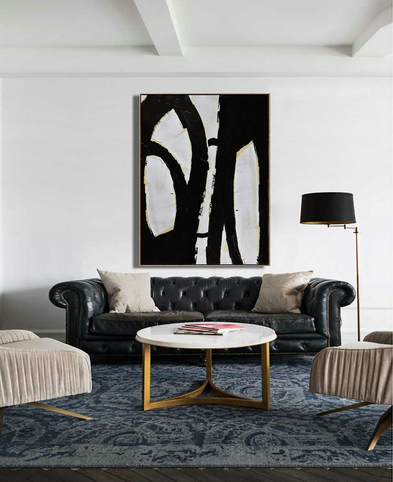 Handmade Painting Large Abstract Art,Minimalist Painting On Canvas, Palette Knife Vertical Minimal Art - Large Wall Art Home Decor